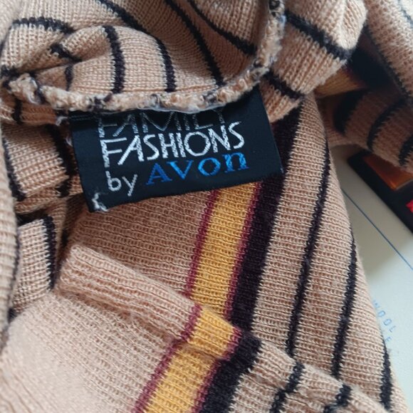 Medium Vintage Striped Turtleneck Boho Mom Sweater Avon Creslan Acrylic 1980's - Picture 4 of 7